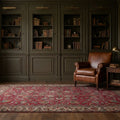 Red Persian rug in a styled room