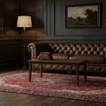 Red rug in a styled room