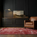 Red Turkish rug in a styled room