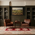 Red Turkish rug in a styled room