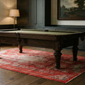 Red Turkish rug in a styled room