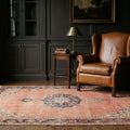 Red Turkish rug in a styled room