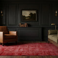 Red Turkish rug in a den