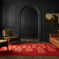 Red Turkish rug in a styled room