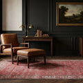 Red Turkish rug in a styled room