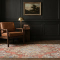 Red Turkish rug in a styled room