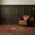 Red Turkish rug in a styled room
