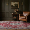 Red Turkish rug in a styled room