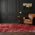 Red Turkish rug in a styled room