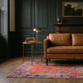 Red Turkish rug in a styled room
