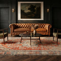 Red Turkish rug in a styled room