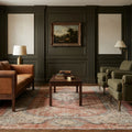 Red Turkish rug in a styled room