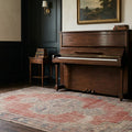 Red Turkish rug in a styled room