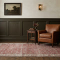 Red Turkish rug in a styled room