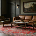 Red Turkish rug in a styled room