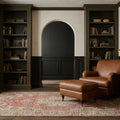 Red Turkish rug in a styled room