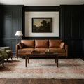 Red Turkish rug in a styled room