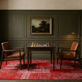 Red Turkish rug in a styled room