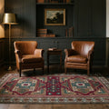Red Turkish rug in a styled room