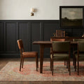 Red Turkish rug in a dining room