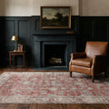 Red Turkish rug in a styled room