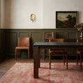 Red Turkish rug in a dining room