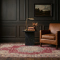 Red Turkish rug in a styled room