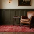Red Turkish rug in a styled room