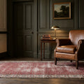 Red Turkish rug in a styled room
