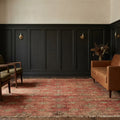 Red Turkish rug in a styled room