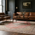 Red Turkish rug in a styled room