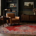 Red Turkish rug in a styled room