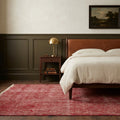 Red Turkish rug in a styled room
