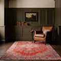 Red Turkish rug in a styled room