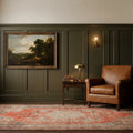 Red Turkish rug in a styled room