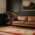 Red Turkish rug in a styled room