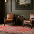 Red Turkish rug in a styled room