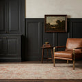 Red Turkish rug in a styled room