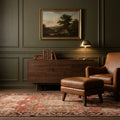 Red Turkish rug in a styled room