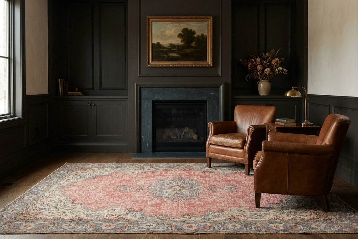 Red Turkish rug in a landing