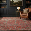 Red Turkish rug in a styled room