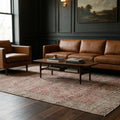 Red Turkish rug in a styled room