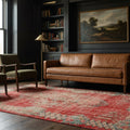 Red Turkish rug in a library
