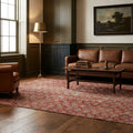 Red Turkish rug in a styled room