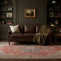 Red Turkish rug in a styled room