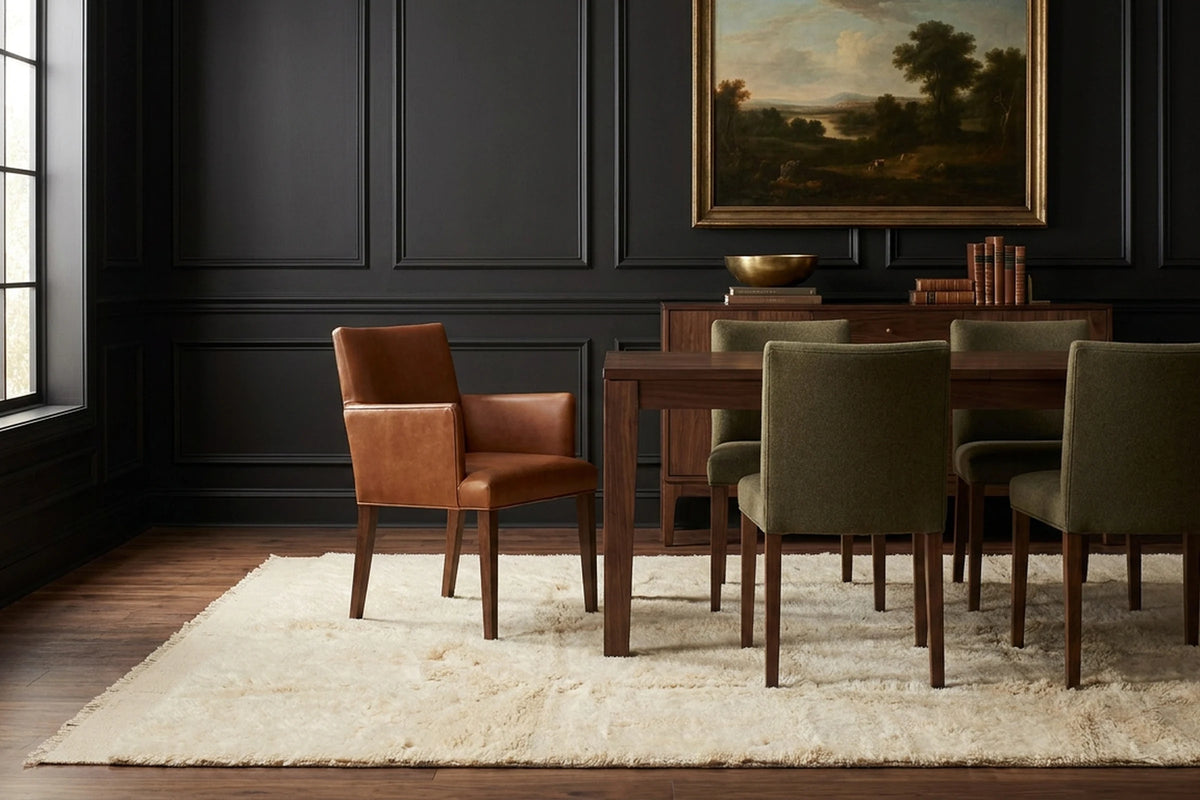 Sheepy High Pile area rug in a dining room