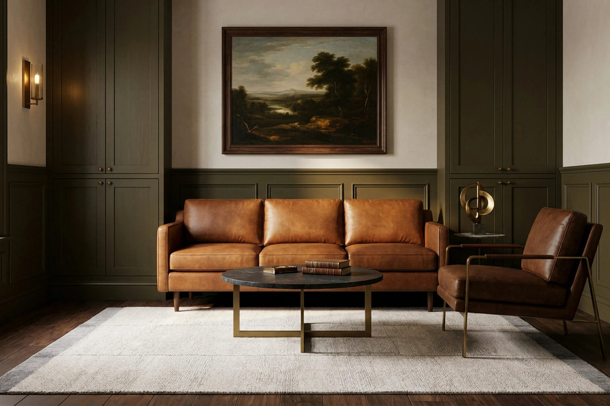 Silver Gray Shaggy Wool area rug in a study