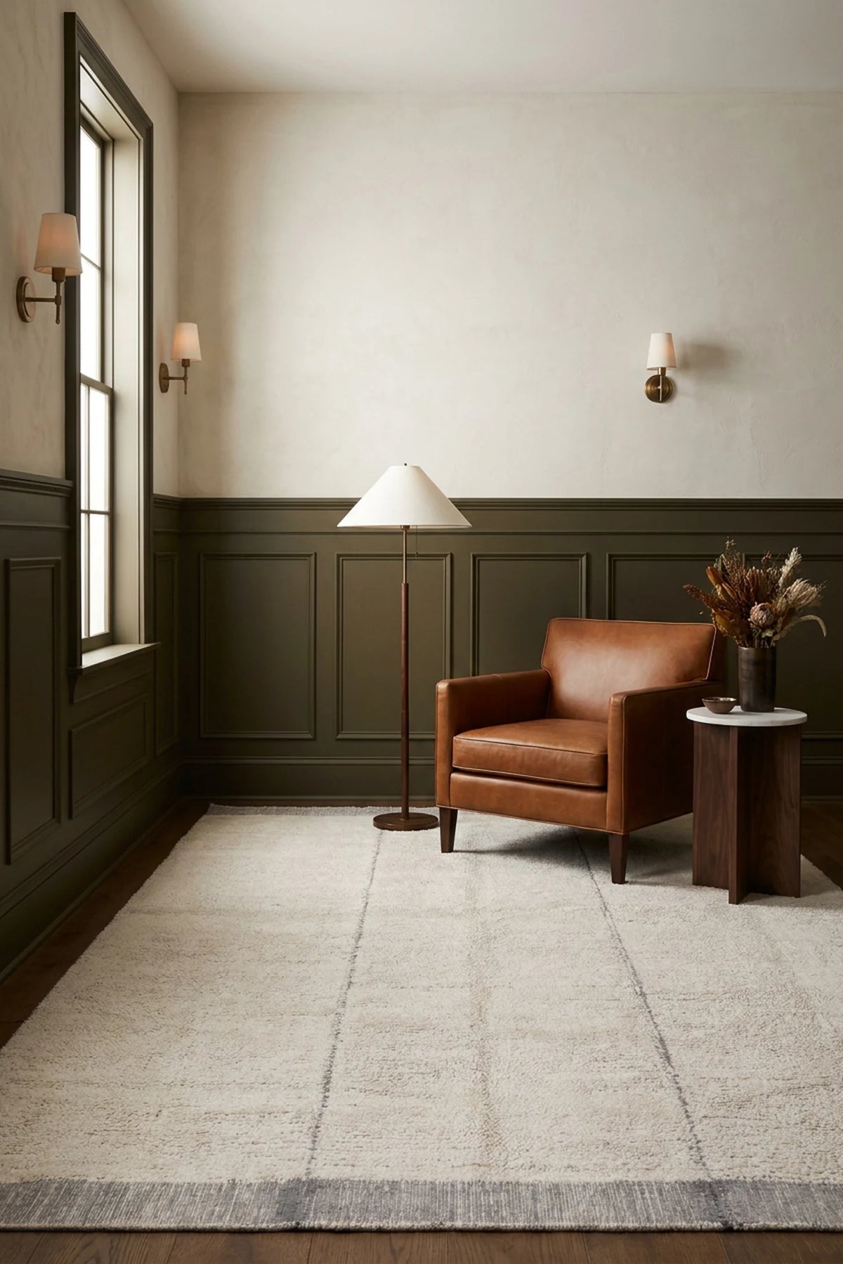 Silver Gray Shaggy Wool area rug in a living room