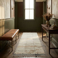 Sky Blue Shaggy Wool runner rug in a hallway