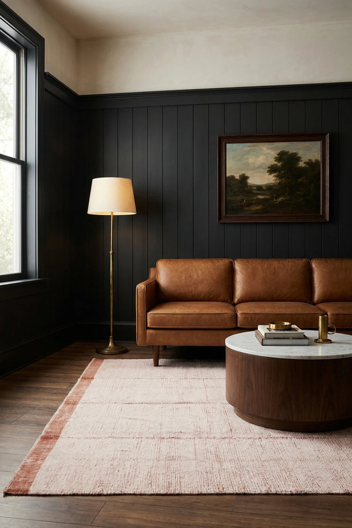 Terracotta Shaggy area rug in a living room